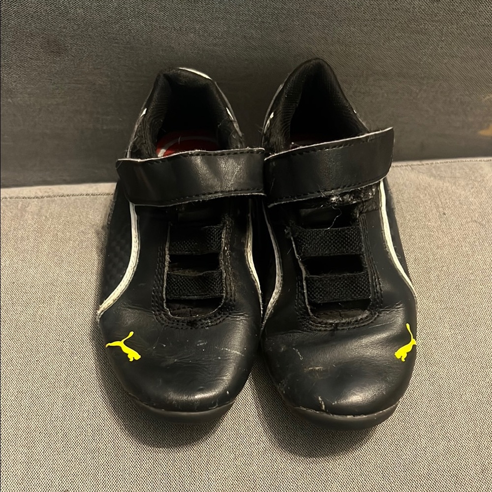 Puma Kids Black Sneakers with Yellow Accents